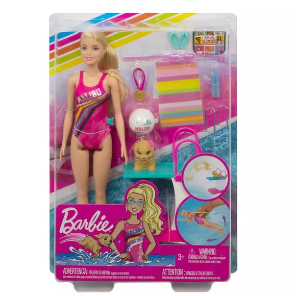 Barbie Dreamhouse Adventures Swim 'n Dive Doll w/ Diving Board, Puppy & More - Picture 5 of 5